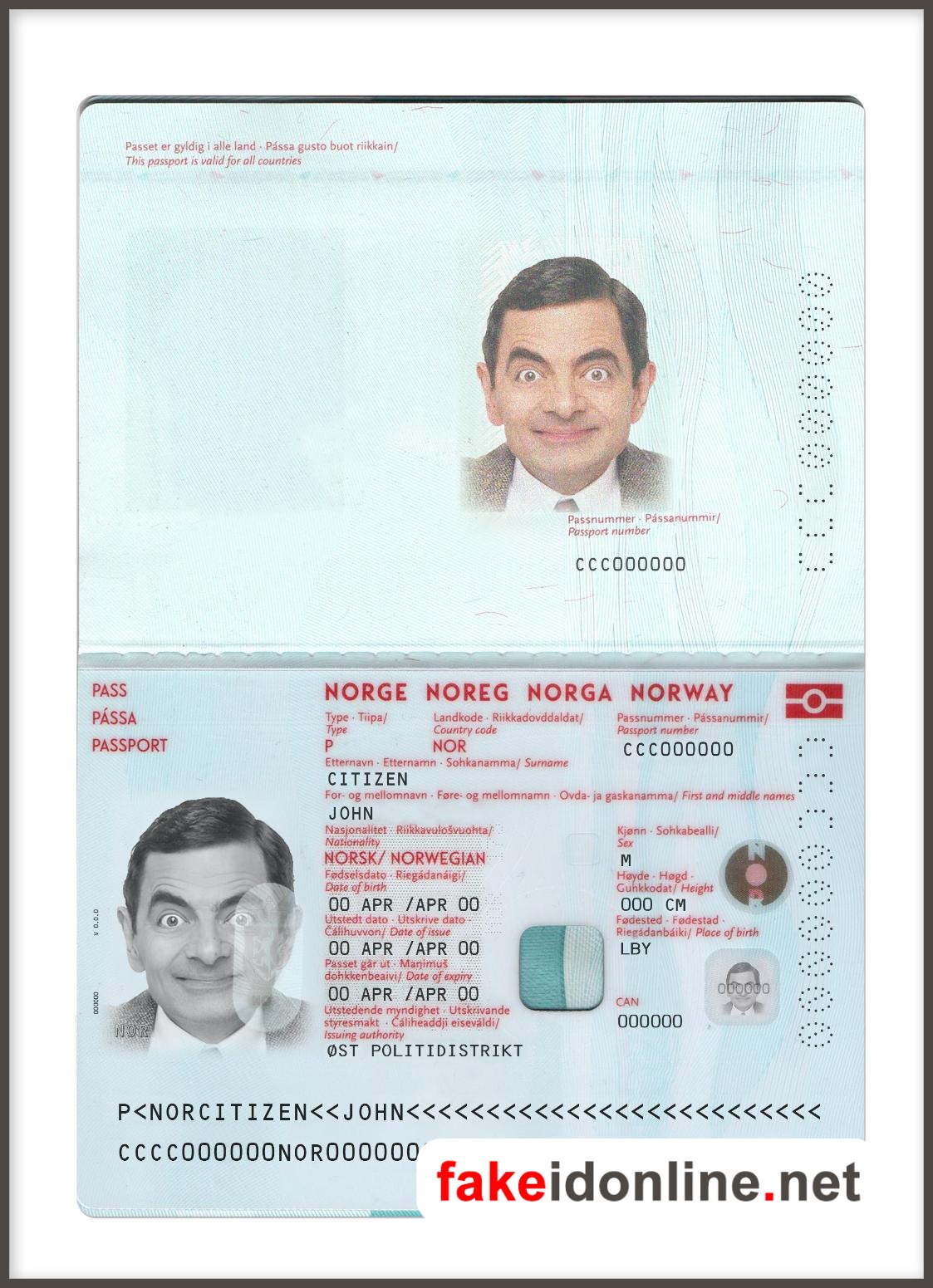 Norway Passport PSD Template